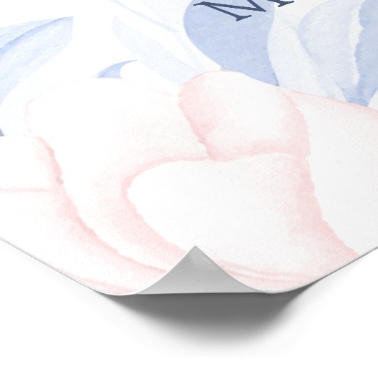 Modernes Blue Succulent Wedding Welcome Sing Poster (Ecke)