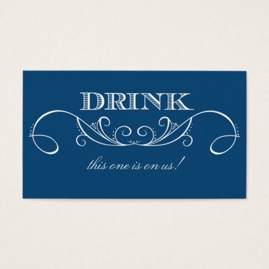 Modernes Blue Swirl Wedding Drink Ticket (Vorderseite)