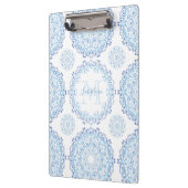 Modernes Blue Trendy Chic Mandala Mit Monogramm Klemmbrett (Links)
