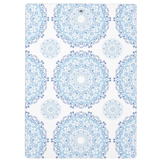 Modernes Blue Trendy Chic Mandala Mit Monogramm Klemmbrett (Rückseite)