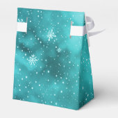 Modernes Blue Turquoise Weihnachtsschneeflocken Pa Geschenkschachtel (Rückseite)