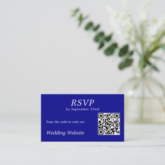 Modernes Blue UAWG Wedding Website QR Code Begleitkarte (Stehend Vorderseite)