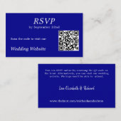 Modernes Blue UAWG Wedding Website QR Code Begleitkarte (Vorne/Hinten)
