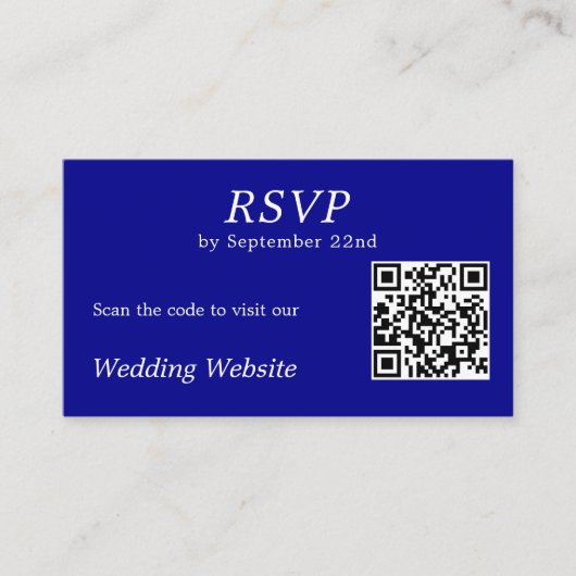 Modernes Blue UAWG Wedding Website QR Code Begleitkarte (Vorderseite)