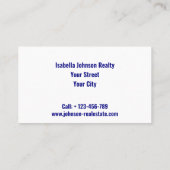 Modernes Blue und Gold Custom Foto Realtor Visitenkarte (Rückseite)