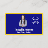 Modernes Blue und Gold Custom Foto Realtor Visitenkarte (Vorderseite)