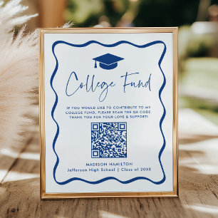Modernes Blue Uni Fund Abschluss QR Code-Zeichen Poster