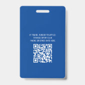 Modernes Blue Volunteer ID Logo QR Code Veranstalt Ausweis (Rückseite)