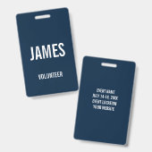 Modernes Blue Volunteer Name Event Information Abz Ausweis (Vorder- & Rückseite)