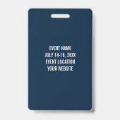Modernes Blue Volunteer Name Event Information Abz Ausweis (Rückseite)