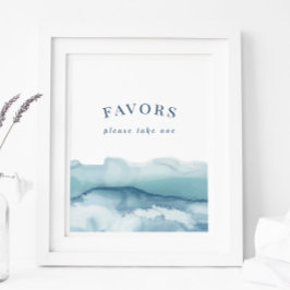 Modernes Blue Watercolor Ocean Favorit Sign Poster