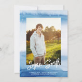 Modernes Blue Watercolor Script Abschluss Foto Ankündigung (Vorderseite)