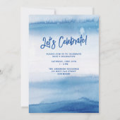 Modernes Blue Watercolor Script Abschluss Foto Ankündigung (Rückseite)