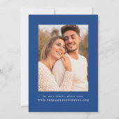 Modernes Blue Wavy Frame Foto Hochzeit Save The Date (Rückseite)