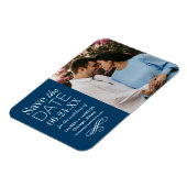 Modernes Blue Wedding Foto Save the Date Magnet (Linke Seite)