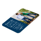 Modernes Blue Wedding Foto Save the Date Magnet (Linke Seite)
