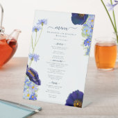Modernes Blue Wedding Menu der Wildblume Sockelschild (In Situ)
