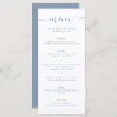 Modernes Blue Wedding Menu Menükarte (Vorne/Hinten)
