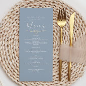 Modernes Blue Wedding Menu Menükarte
