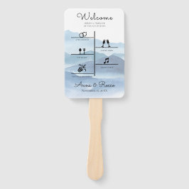 Modernes Blue Wedding Timeline Foto Program Fächer