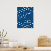 Modernes Blue Wedding Willkommen Poster (Küche)