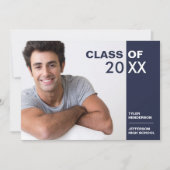 Modernes Blue White Abschluss Foto Party laden ein Einladung (Vorderseite)