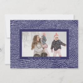 Modernes Blue & White Doodle Weihnachtsrahmen-Foto Feiertagskarte