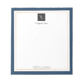 Modernes Blue White Gold mit Business-Logo Notizblock (Vorderseite)