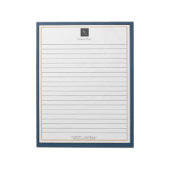 Modernes Blue White Gold mit Business-Logo Notizblock (Rotiert)