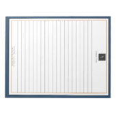 Modernes Blue White Gold mit Business-Logo Notizblock (Vorderseite)