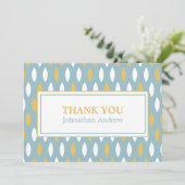 Modernes Blue White & Gold Muster Bar Mitzvah Dankeskarte (Stehend Vorderseite)