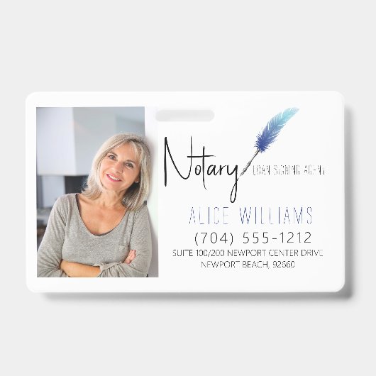 Modernes Blue & White Notary Foto Business Ausweis (Front)