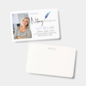 Modernes Blue & White Notary Foto Business Ausweis (Front & Back)