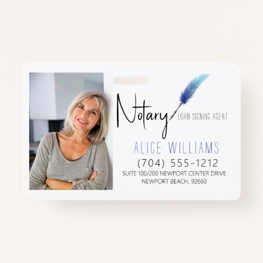 Modernes Blue & White Notary Foto Business Ausweis (Vorderseite)