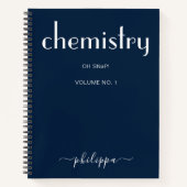 Modernes Blue White Personalisiert Chemie Notebook Notizblock (Vorderseite)