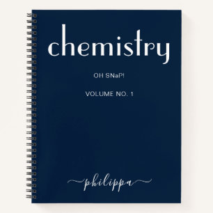 Modernes Blue White Personalisiert Chemie Notebook Notizblock