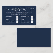 Modernes Blue & White Simple Script Menu Auswahl Begleitkarte (Vorne/Hinten)