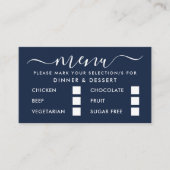 Modernes Blue & White Simple Script Menu Auswahl Begleitkarte (Vorderseite)