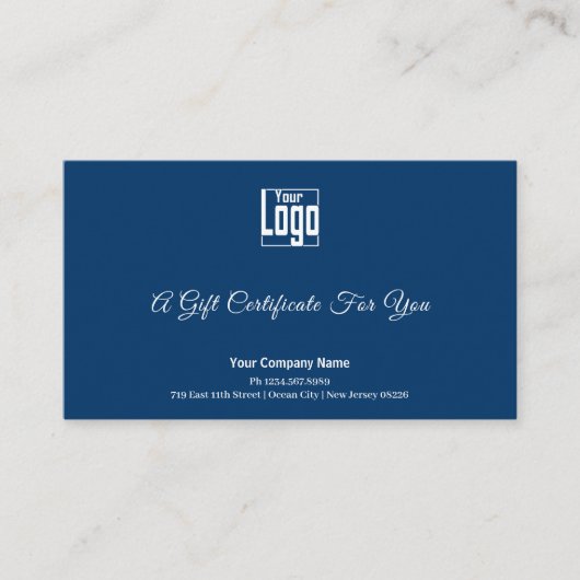 Modernes Blue White Small Business Geschenkzertifi Treuekarte (Vorderseite)