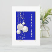 Modernes Blue, White und Gold Weihnachts-Party Einladung (Stehend Vorderseite)