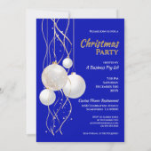 Modernes Blue, White und Gold Weihnachts-Party Einladung (Rückseite)