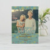 Modernes Blue Winter Snowflake Muster Einladung (Stehend Vorderseite)