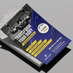 Modernes Blue & Yellow Sports Gym Marketing Foto Flyer<br><div class="desc">Mit diesem modernen Gym-Flyer mit Foto-Design fördern Sie Ihre Trainingskurse oder Fitness-Studios. Mit einem kühnen blauen und gelben Design mit Platz für ein Foto, Ihr Logo, Ihre Tagelinie oder Rubrik, USPs und Services sowie ein Abzeichen zur Werbeaktion, um einen besonderen Rabatt oder Angebot hinzuzufügen. Sie können alle Texte und Farben...</div>