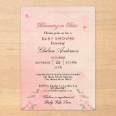 Modernes Blühen in Blush Pink Baby Dusche Acryleinladungen (Vorderseite)