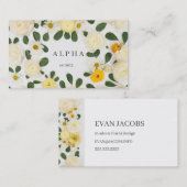 Modernes Blume-Design in Weiß und Gelb Visitenkarte (Vorne/Hinten)