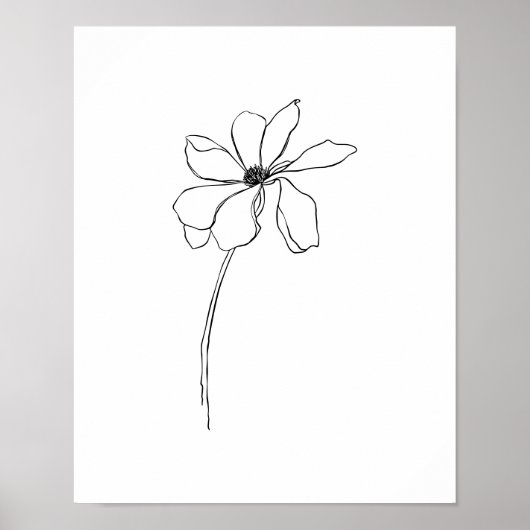 Modernes Blume Line Art Poster (Vorne)