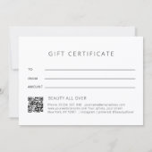 Modernes Blumen-Logo QR-Code-Geschenkgutschein (Rückseite)