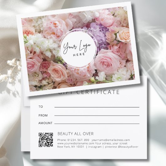 Modernes Blumen-Logo QR-Code-Geschenkgutschein