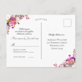Modernes Blumen Navy Blue Gold Hochzeit RSVP Postkarte (Rückseite)