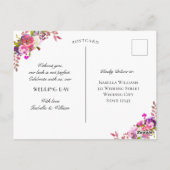 Modernes Blumen Navy Blue Gold Hochzeit RSVP Postkarte (Rückseite)